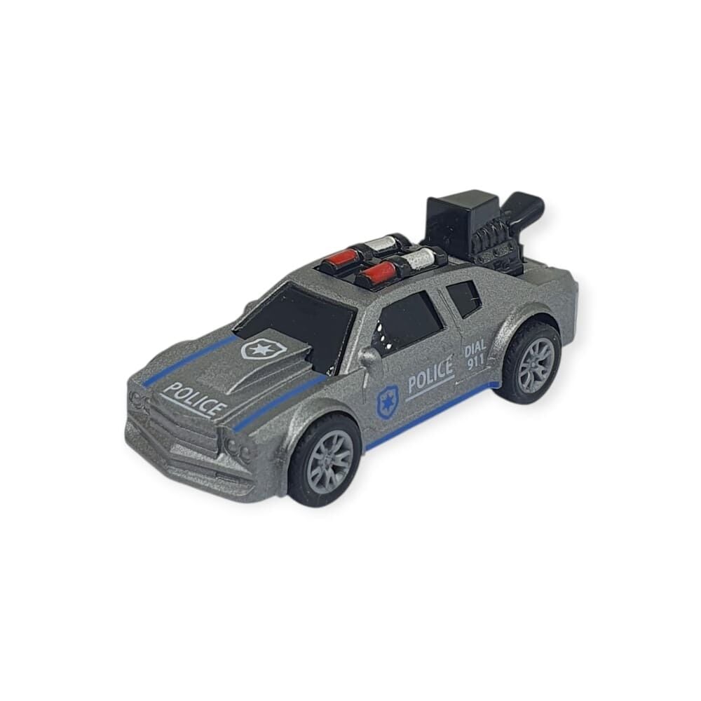 Çek Bırak Metal Küçük Arabalar 8 cm - SH40031 - Gri Polis Arabası