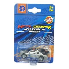 Çek Bırak Metal Küçük Arabalar 8 cm - SH40031 - Gri Polis Arabası