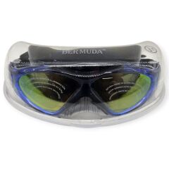 Aynalı Yüzücü Sörf Gözlüğü Kulaklık Hediyeli SİYAH/MAVİ - 8170-M