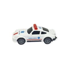 Çek Bırak Metal Küçük Arabalar 8 cm - SH40031 - Beyaz Ambulans Arabası