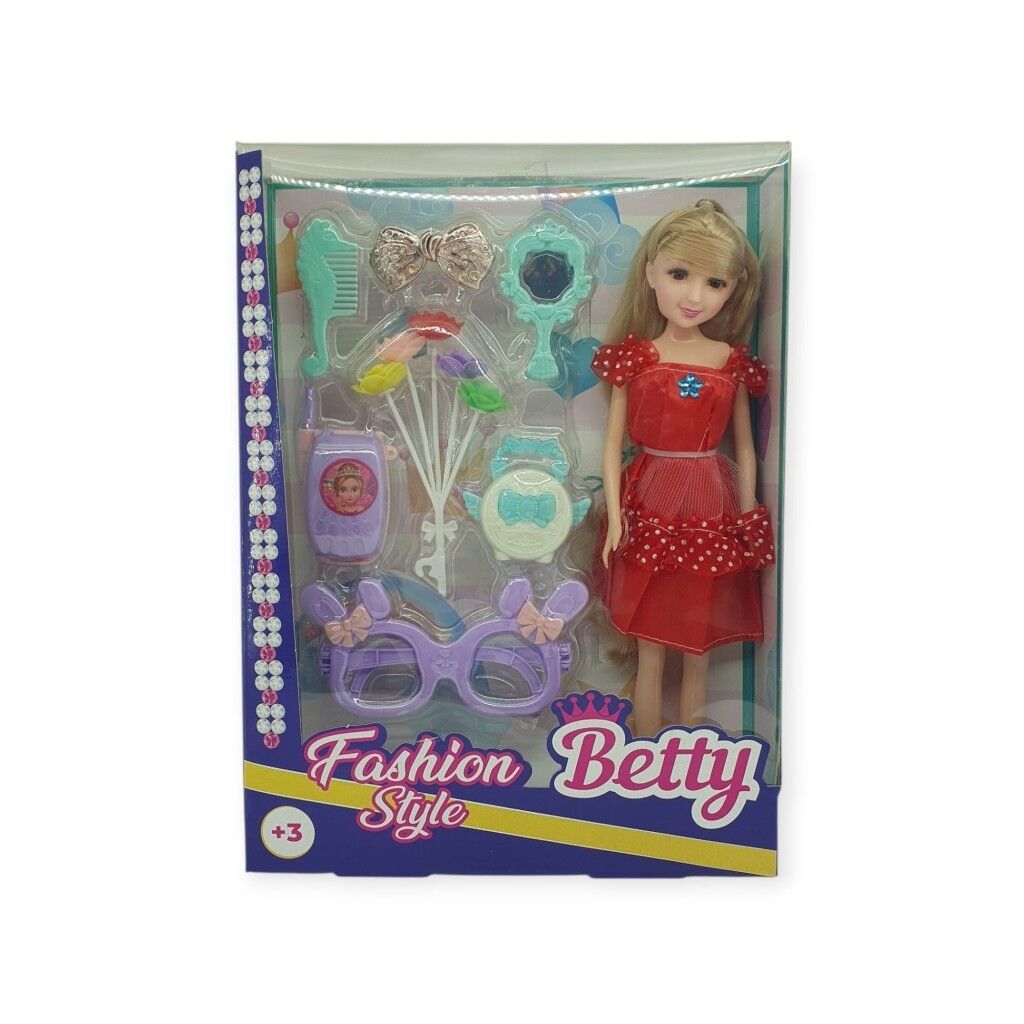 Güzellik Seti 7 Parça Aksesuarlı Bebek Seti - Kırmızı