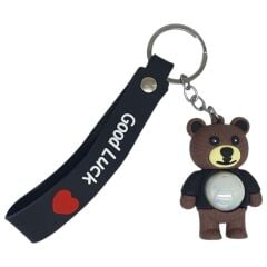 Figürlü ve Işıklı Silikon Anahtarlık -  Yogi - Siyah