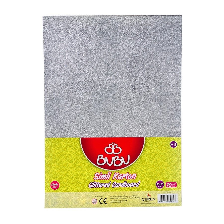 Bu-Bu Simli Fon Karton 50x70 Cm Gümüş -Tane-