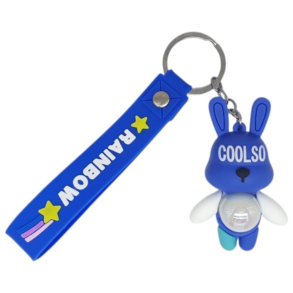 Figürlü ve Işıklı Silikon Anahtarlık -  Tavşan - Lacivert