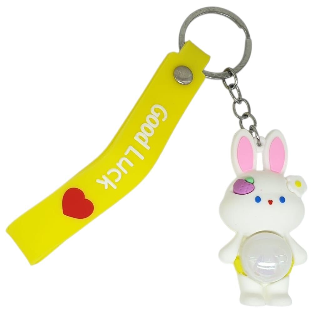 Figürlü ve Işıklı Silikon Anahtarlık -  Tavşan - Sarı