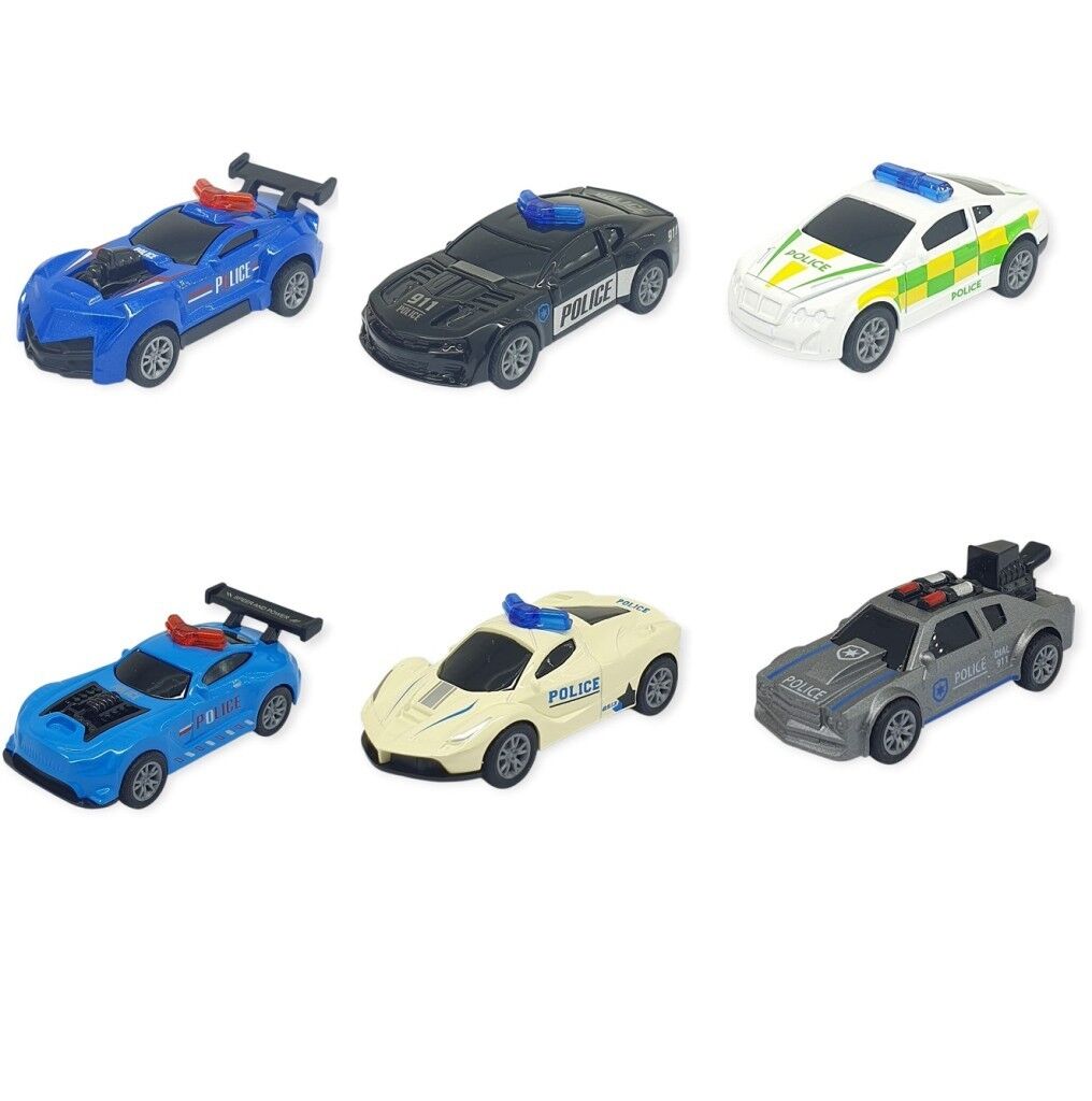 Çek Bırak Metal Küçük Arabalar 6'lı 8 cm - Polis Araçları
