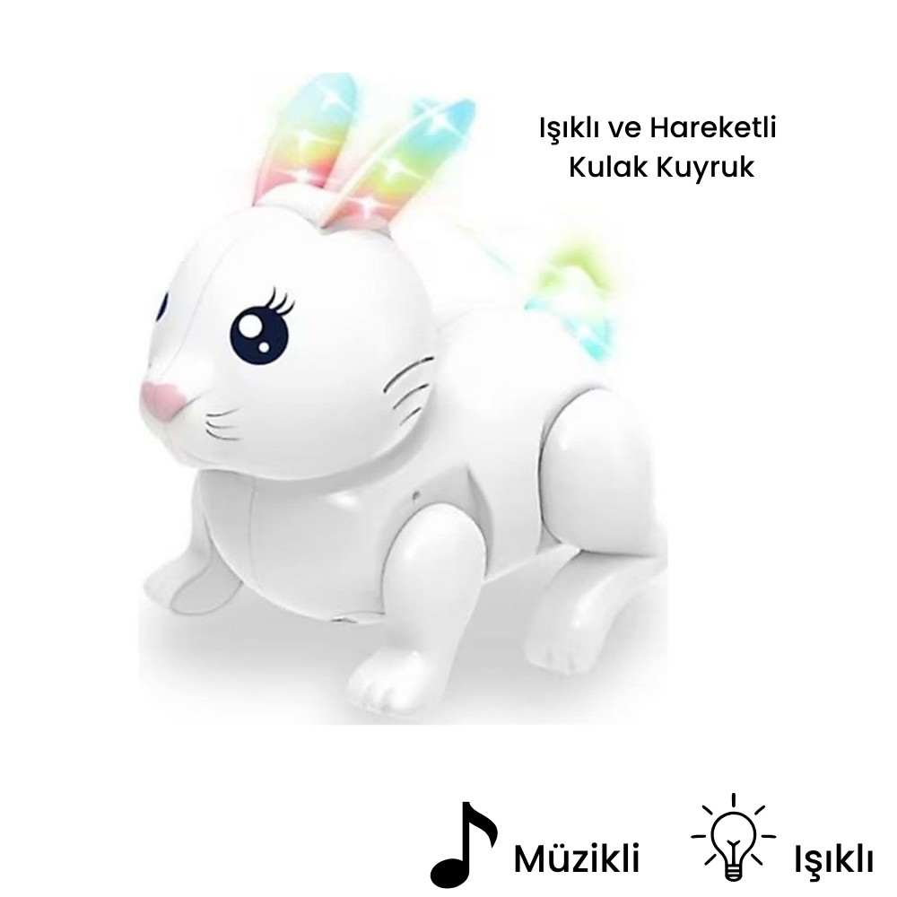Pilli Tavşan Figür - Sesli Hareketli - 99777-1 - Beyaz
