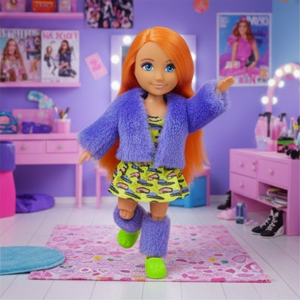 Ankiki Moda İkonu Bebek Figür 13 cm  - Turuncu Saçlı Neon Şıklık