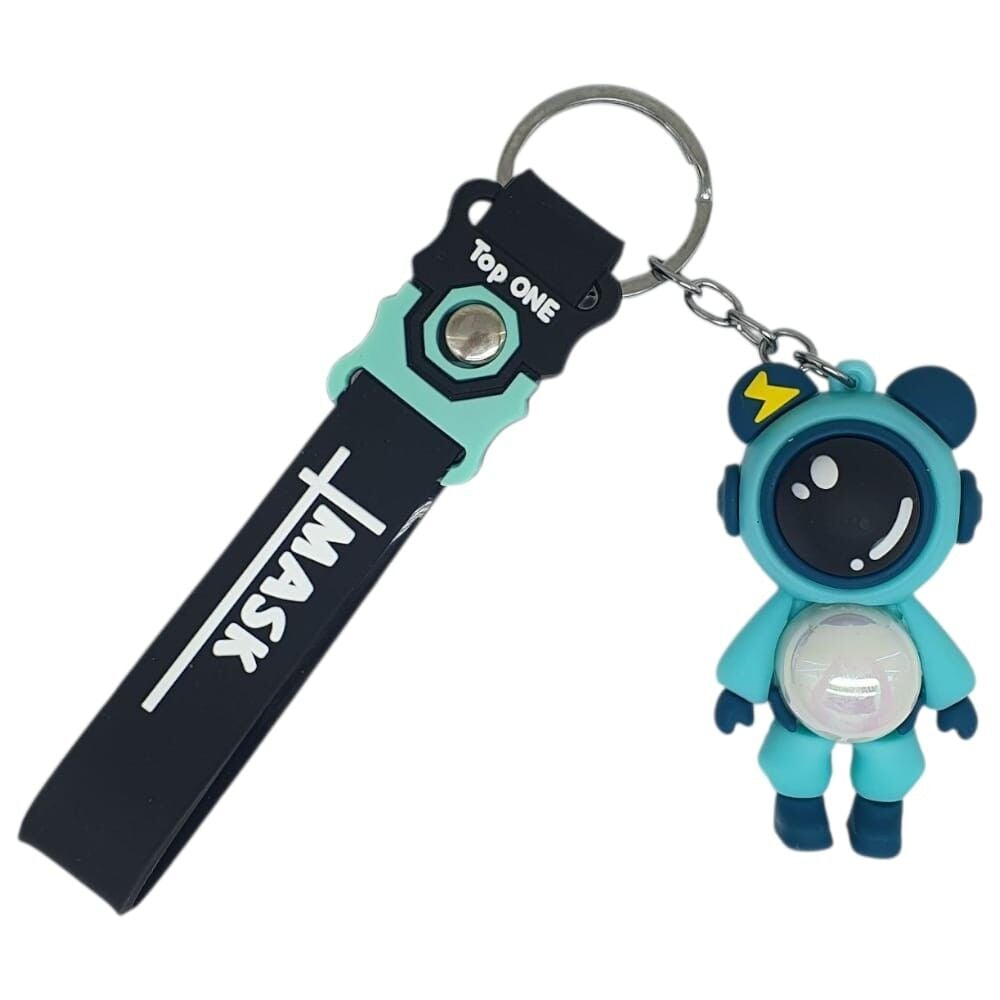 Figürlü ve Işıklı Silikon Anahtarlık -  Astronot - Turkuaz