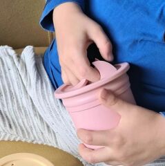 OiOi Ham+Hüp Pipetli Silikon Bardak Seti Pinky Pink / Velvet Rose