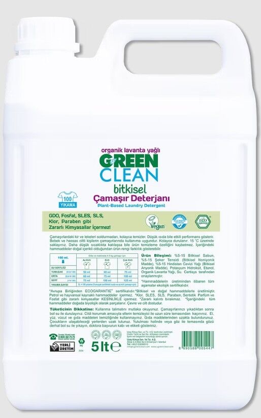 Green Clean Bitkisel Çamaşır Deterjanı 5lt