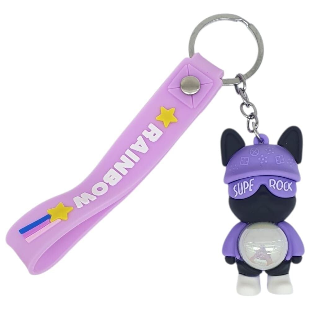 Figürlü ve Işıklı Silikon Anahtarlık -  Supe Rock - Mor
