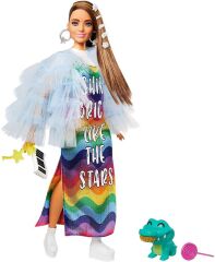 Barbie Extra Renkli Elbiseli Bebek ve Hayvan Arkadaşı Timsah No:9 - GRN27-GYJ78