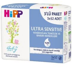 Hipp Ultra Sensitive Yenidoğan Temizlik ve Bakım Mendili 3'Lü 156 Yaprak