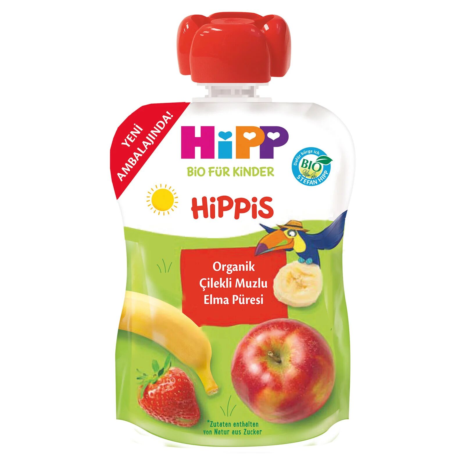 Hipp Organik Çilekli Muzlu Elmalı Meyve Püresiı100gr