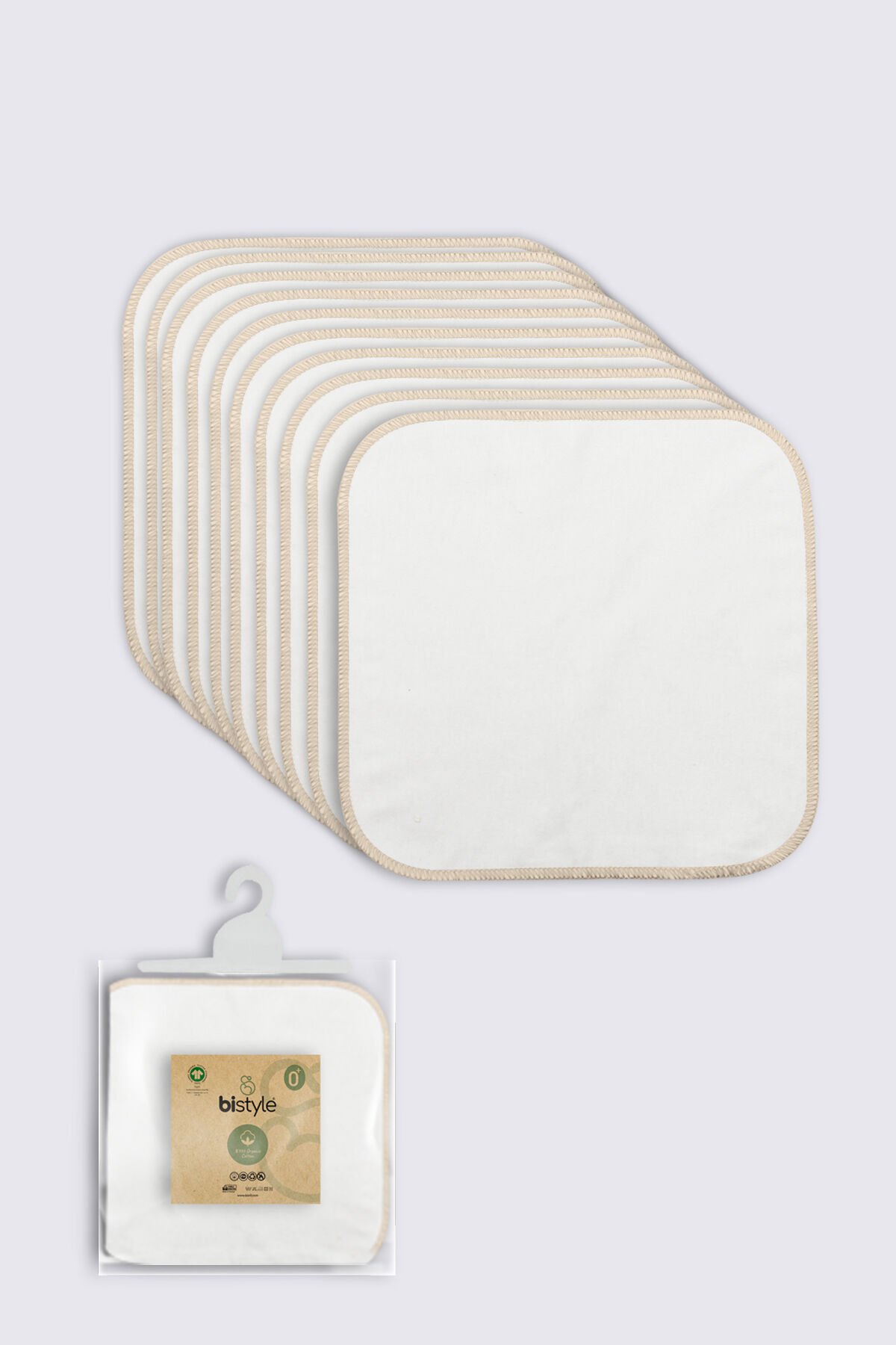 Bistyle Organik 28x28 10'Lu Penye Mendil 90101 Ekru