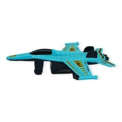 Çek Bırak Metal Mini Savaş Uçağı 10 cm - Turkuaz