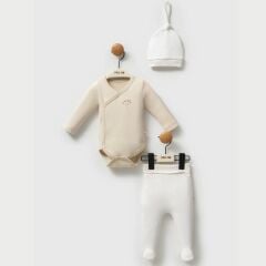 Moi Noi Kokina Şapka Body Pantolon Takım MNB5333 Bej