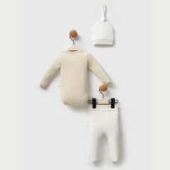 Moi Noi Kokina Şapka Body Pantolon Takım MNB5333 Bej