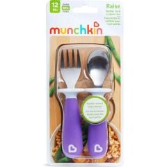 Munchkin Sıçrama Engelleyici Çocuk Çatal & Kaşık Seti 12 Ay+ Mor