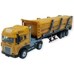 Metal Tır 1:24 - Sesli Işıklı Kum Taşıyıcı Tır 39 cm - Sarı