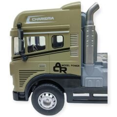 Metal Tır 1:24 - Sesli Işıklı Kum Taşıyıcı Tır 39 cm - Haki