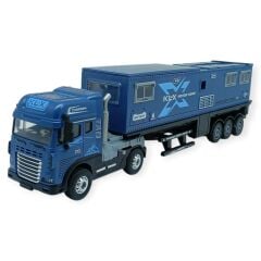 Metal Tır 1:24 - Sesli Işıklı Karavan Tır 39 cm - Lacivert