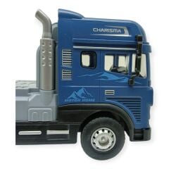 Metal Tır 1:24 - Sesli Işıklı Karavan Tır 39 cm - Lacivert