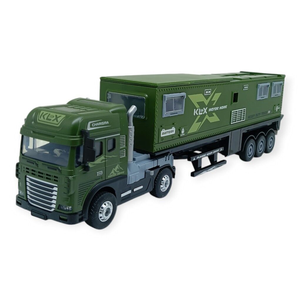 Metal Tır 1:24 - Sesli Işıklı Karavan Tır 39 cm - Yeşil