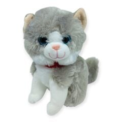 Sesli Peluş Kedi 25 cm - Gri