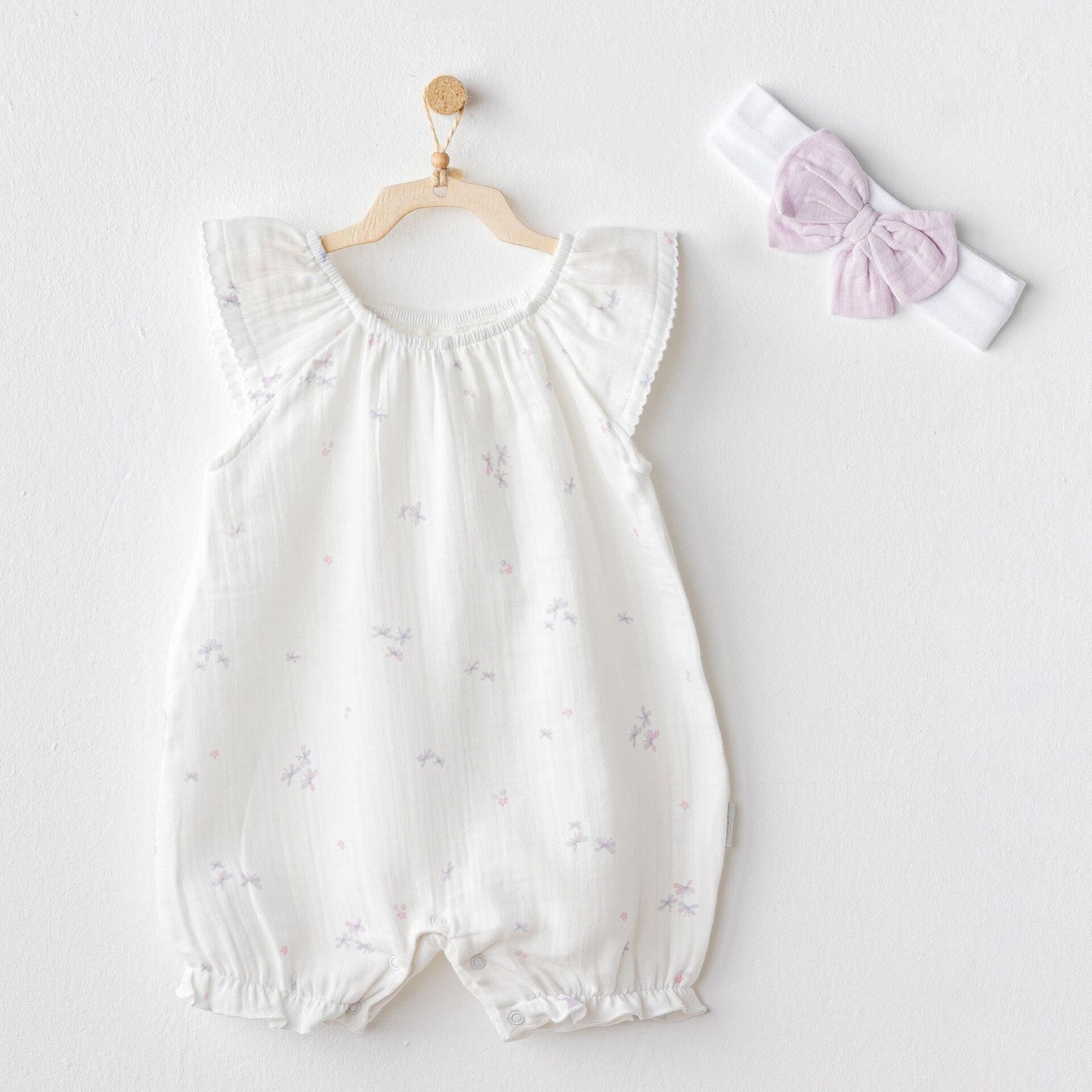 Andywawa AC25573 Magical Butterfly Müslin Bebek Tulum Takım White