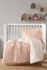 Kanz Jakarlı Müslin Bebek Nevresim Takımı Knz-013 Bear Pudra