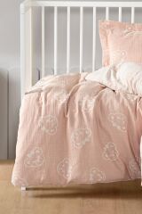 Kanz Jakarlı Müslin Bebek Nevresim Takımı Knz-013 Bear Pudra