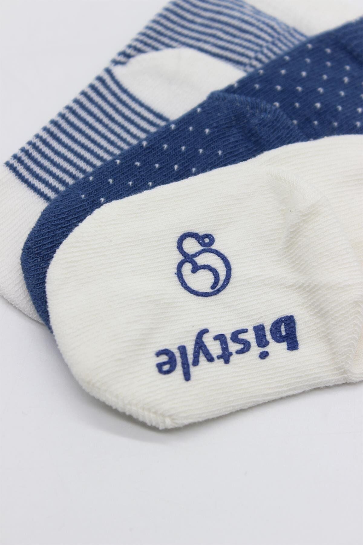 Bistyle Puanlı Kaymaz Penye Soket Çorap 3’Lü BS10108 İndigo