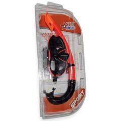 Çocuk Dalış Maskesi ve Snorkel Seti - Star Diving - Kırmızı