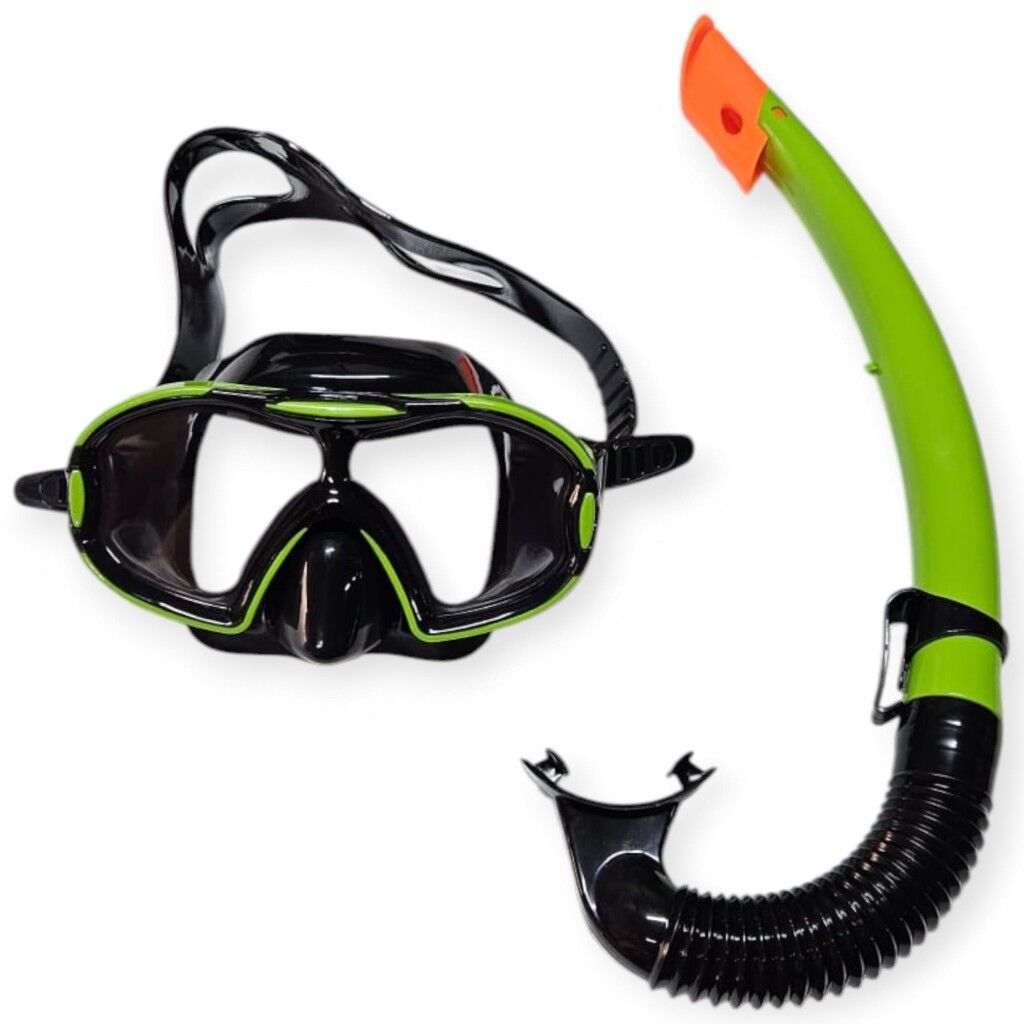 Çocuk Dalış Maskesi ve Snorkel Seti - Star Diving - Yeşil
