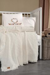 Kanz Bebek Waffle Müslin Nakışlı Pike Knz-021 Little Heart