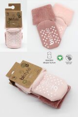 Bistyle Çemberli Kaymaz Havlu Soket Çorap 2'Li BS10503 Pudra Pembe