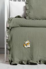 Kanz 4 Kat Hand Made Fırfırlı Müslin Örtü Seti Knz-020 Yeşil