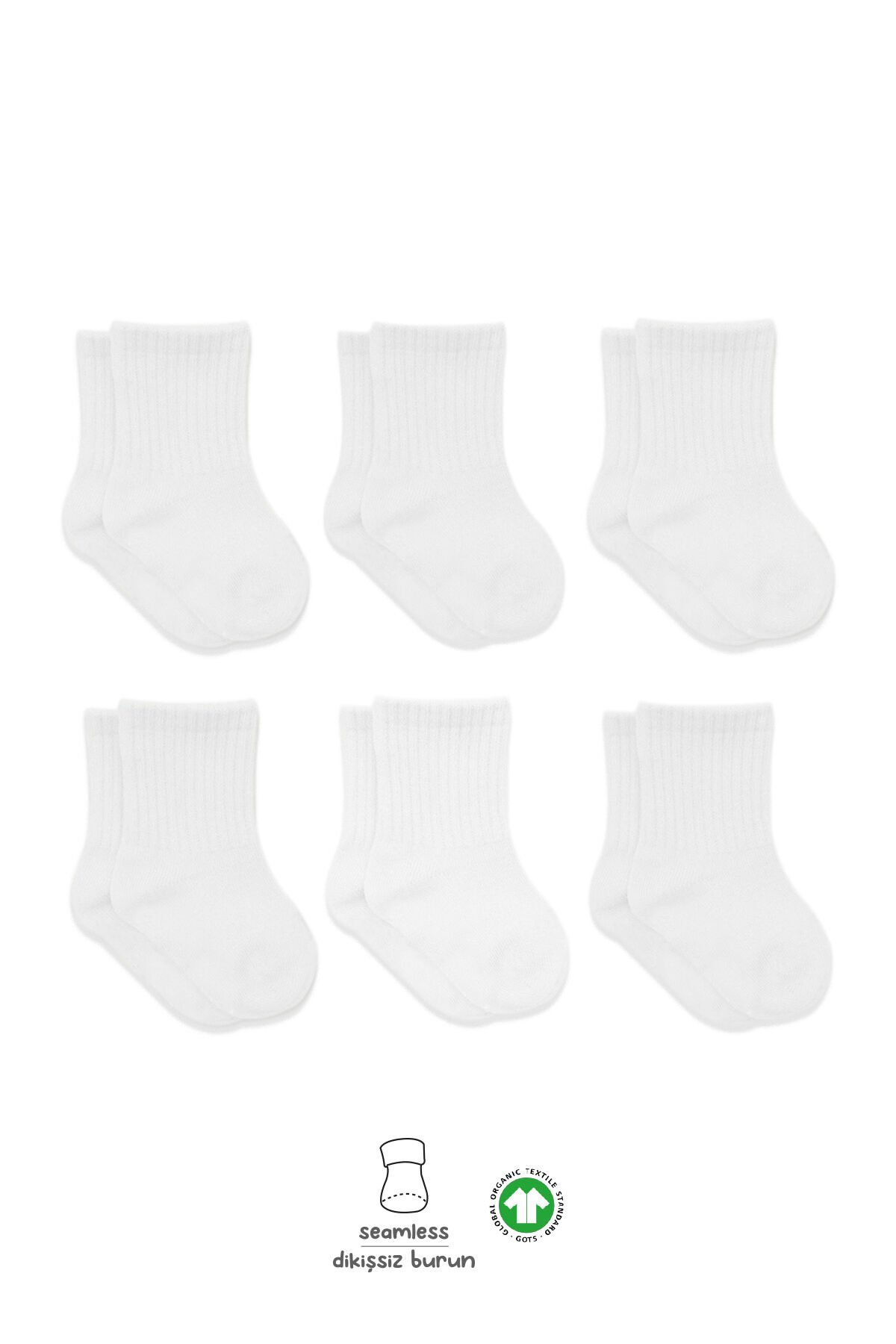 Bistyle 6'Lı Basic Penye Soket Çorap 10101 Beyaz